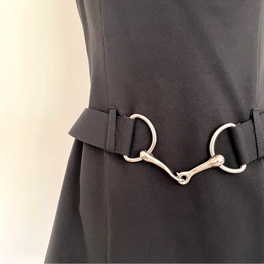 SOLD :: Vintage 90s Does 60s Belted Little Black Dress - Picture 4 of 5
